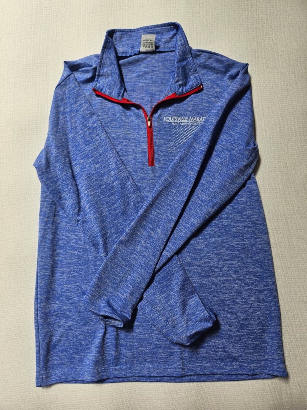 AthletiFlex Blue & Red Embroidered Marathon Performance Pullover